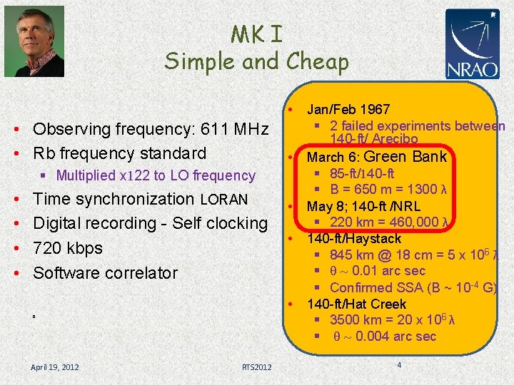 MK I Simple and Cheap • • Observing frequency: 611 MHz • Rb frequency