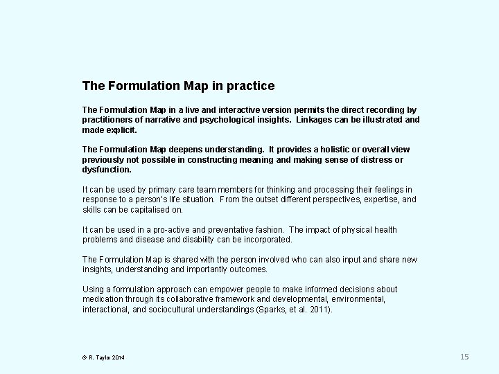 The Formulation Map in practice The Formulation Map in a live and interactive version