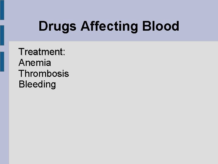 Drugs Affecting Blood Treatment: Anemia Thrombosis Bleeding 