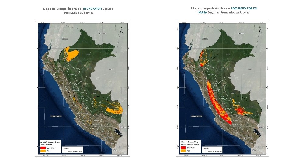 Mapa de exposición alta por INUNDACION Según el Pronóstico de Lluvias Mapa de exposición