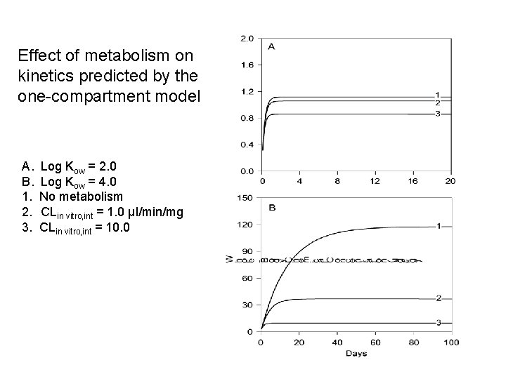 Effect of metabolism on kinetics predicted by the one-compartment model A. B. 1. 2.