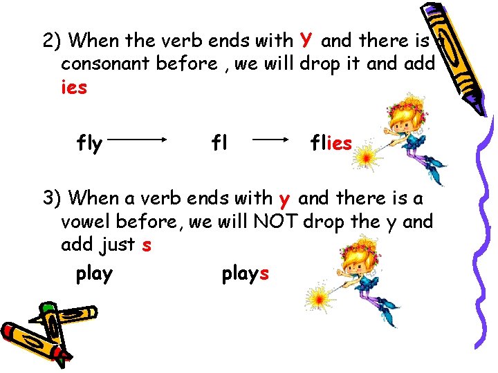 2) When the verb ends with Y and there is a consonant before ,