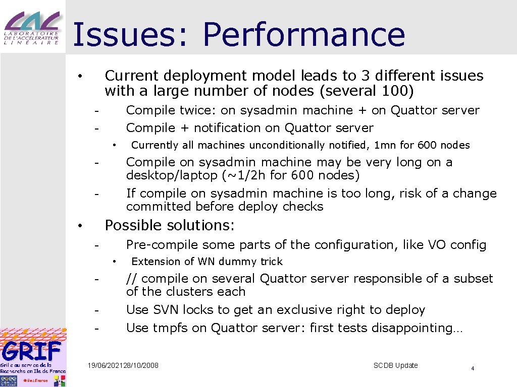 Issues: Performance Current deployment model leads to 3 different issues with a large number