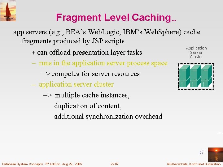 Fragment Level Caching… app servers (e. g. , BEA’s Web. Logic, IBM’s Web. Sphere)