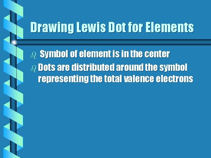 Drawing Lewis Dot for Elements Symbol of element is in the center b Dots