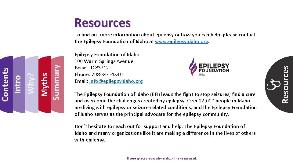 Epilepsy Foundation of Idaho 100 Warm Springs Avenue Boise, ID 83712 Phone: 208 -344