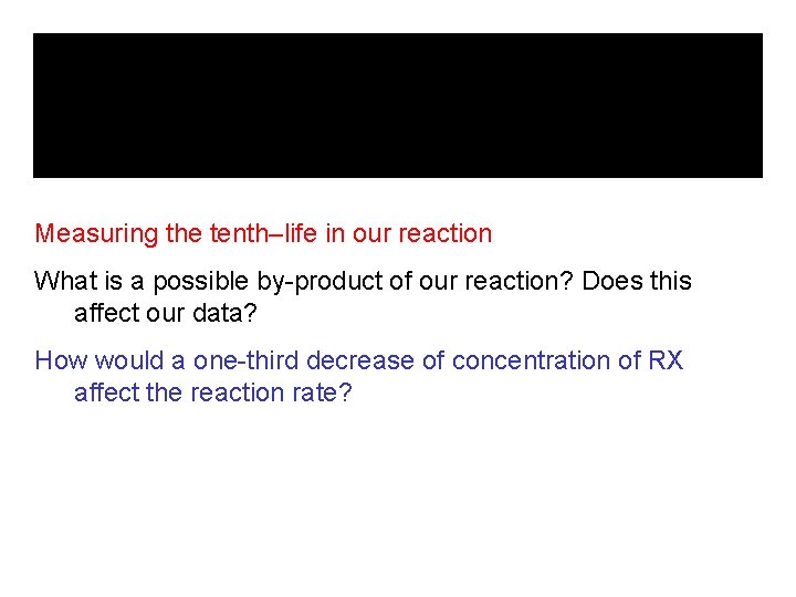 Measuring the tenth–life in our reaction What is a possible by-product of our reaction?