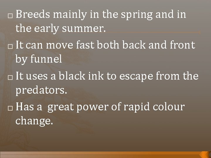 Breeds mainly in the spring and in the early summer. � It can move