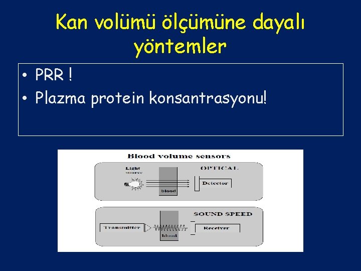 Kan volümü ölçümüne dayalı yöntemler • PRR ! • Plazma protein konsantrasyonu! 