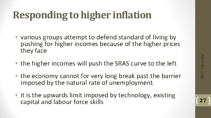  • various groups attempt to defend standard of living by pushing for higher