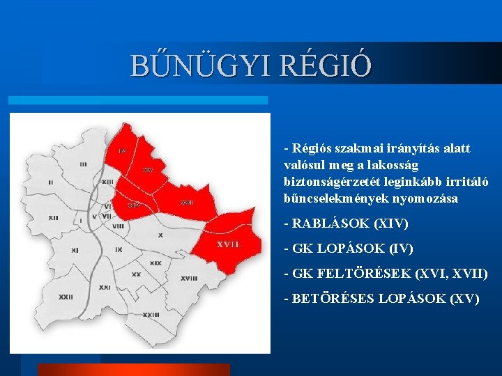 BŰNÜGYI RÉGIÓ - Régiós szakmai irányítás alatt valósul meg a lakosság biztonságérzetét leginkább irritáló