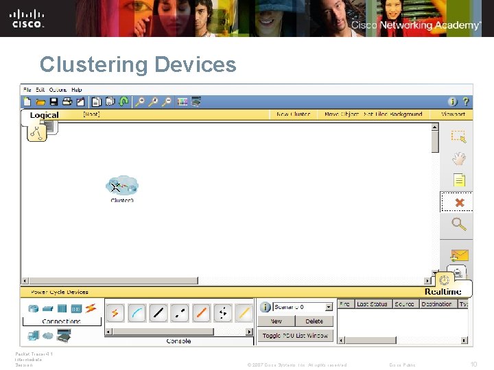 Clustering Devices Packet Tracer 4. 1: Intermediate Session © 2007 Cisco Systems, Inc. All Clustering Devices Packet Tracer 4. 1: Intermediate Session © 2007 Cisco Systems, Inc. All