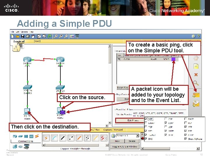 Adding a Simple PDU To create a basic ping, click on the Simple PDU