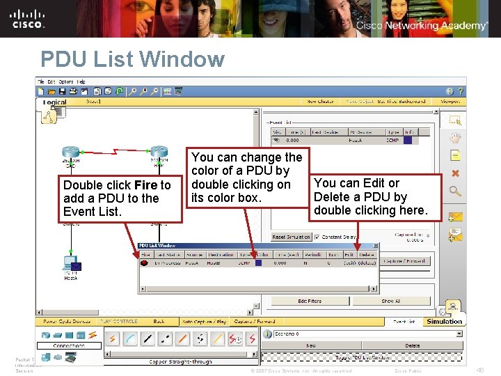 PDU List Window Double click Fire to add a PDU to the Event List. PDU List Window Double click Fire to add a PDU to the Event List.