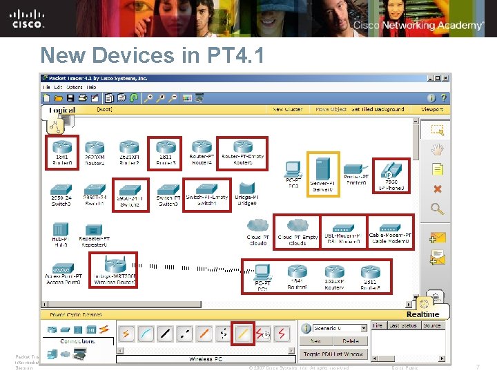 New Devices in PT 4. 1 Packet Tracer 4. 1: Intermediate Session © 2007 New Devices in PT 4. 1 Packet Tracer 4. 1: Intermediate Session © 2007