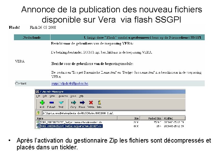 Annonce de la publication des nouveau fichiers disponible sur Vera via flash SSGPI •