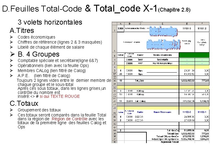 D. Feuilles Total-Code & Total_code X-1(Chapitre 2. 8) 3 volets horizontales A. Titres Ø