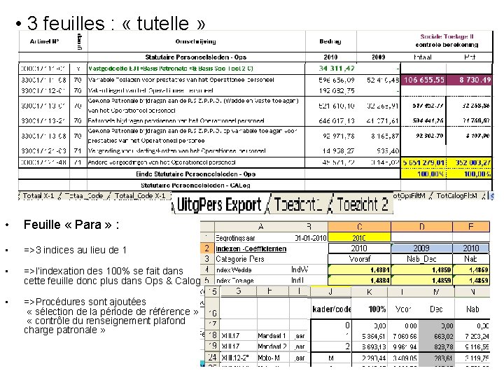  • 3 feuilles : « tutelle » • Feuille « Para » :