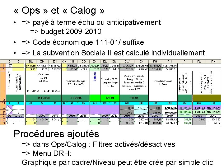  « Ops » et « Calog » • => payé à terme échu