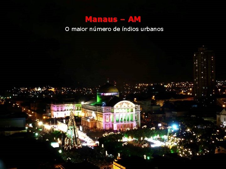 Manaus – AM O maior número de índios urbanos 