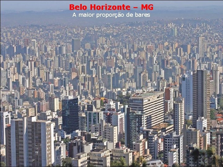 Belo Horizonte – MG A maior proporção de bares 