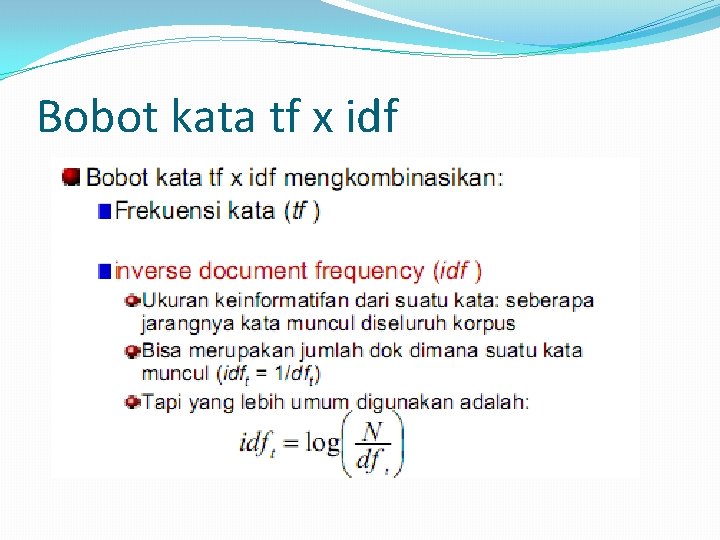 Bobot kata tf x idf Bobot kata tf x idf