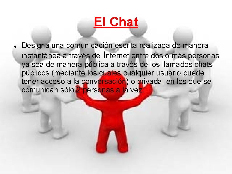El Chat Designa una comunicación escrita realizada de manera instantánea a través de Internet