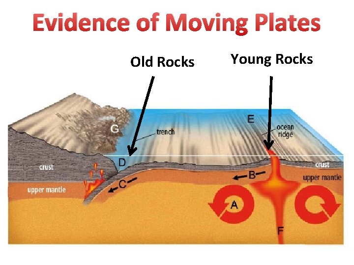 Evidence of Moving Plates Old Rocks Young Rocks 