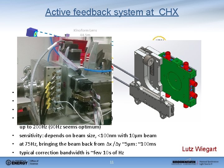 Active feedback system at CHX • • location: right in front of beam defining