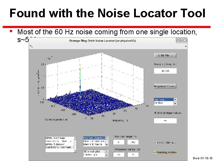 Found with the Noise Locator Tool • Most of the 60 Hz noise coming