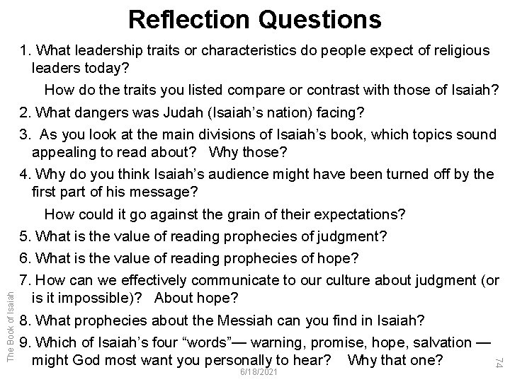 1. What leadership traits or characteristics do people expect of religious leaders today? How