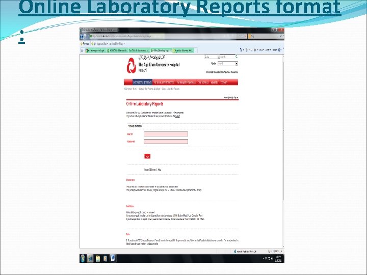 Online Laboratory Reports format : 