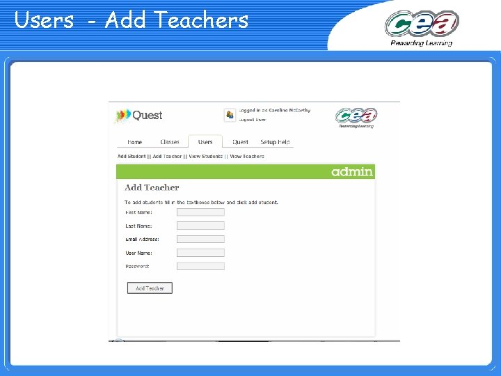 Users - Add Teachers 