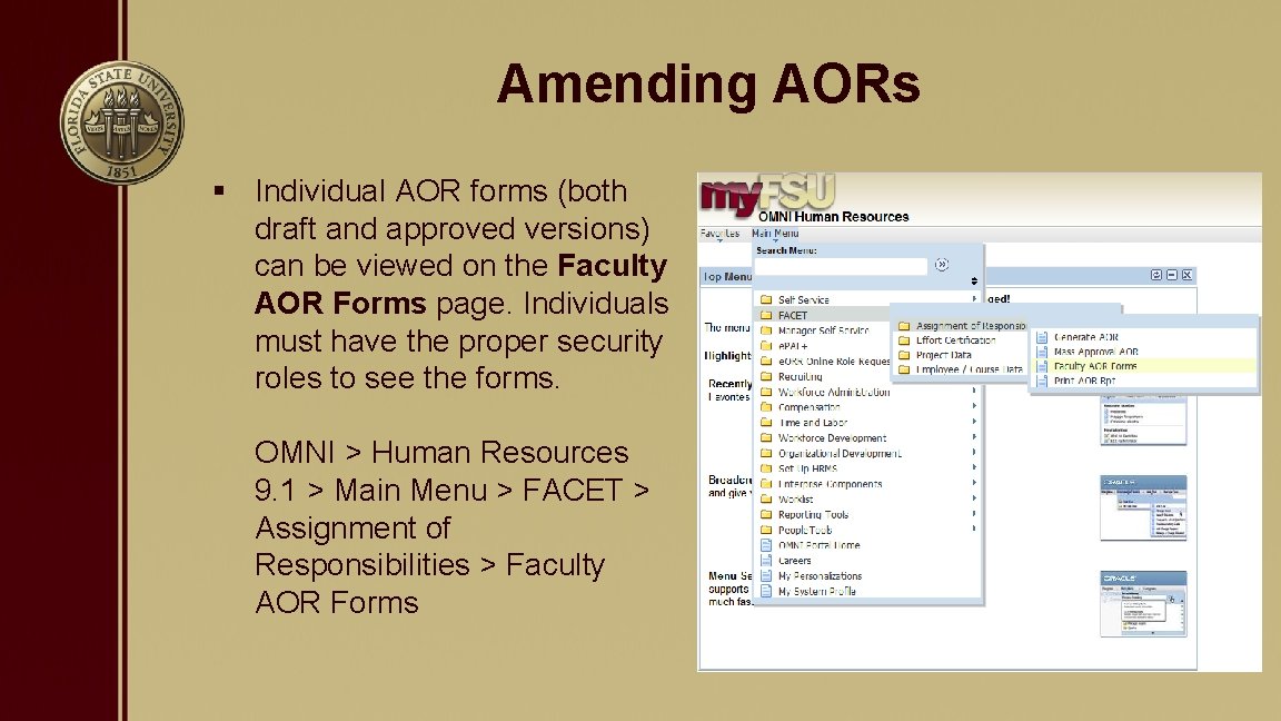 Amending AORs § Individual AOR forms (both draft and approved versions) can be viewed