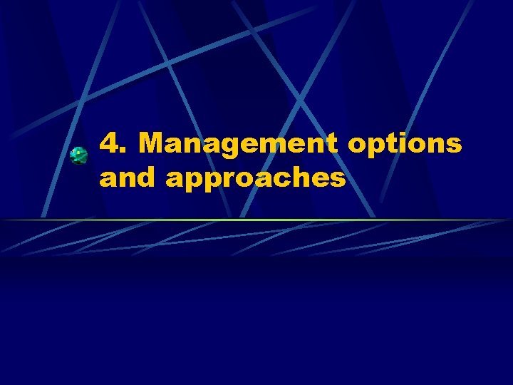 4. Management options and approaches 