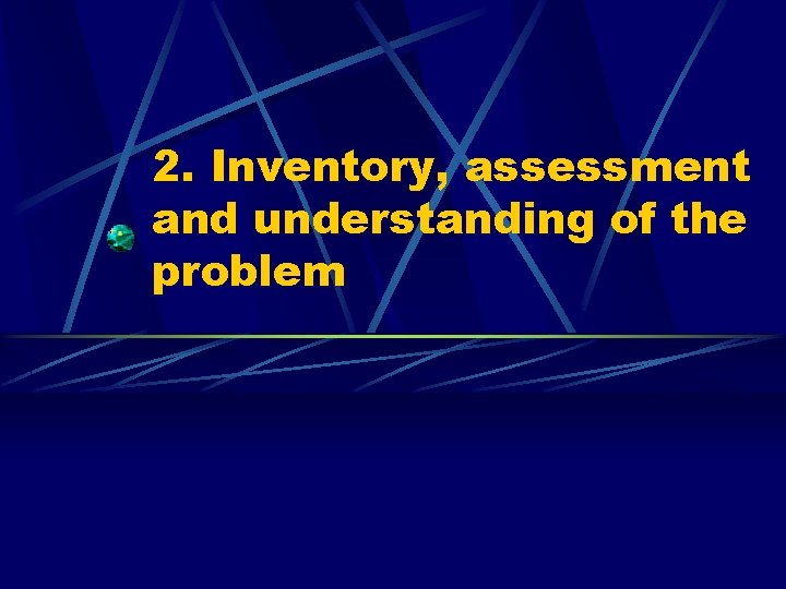 2. Inventory, assessment and understanding of the problem 