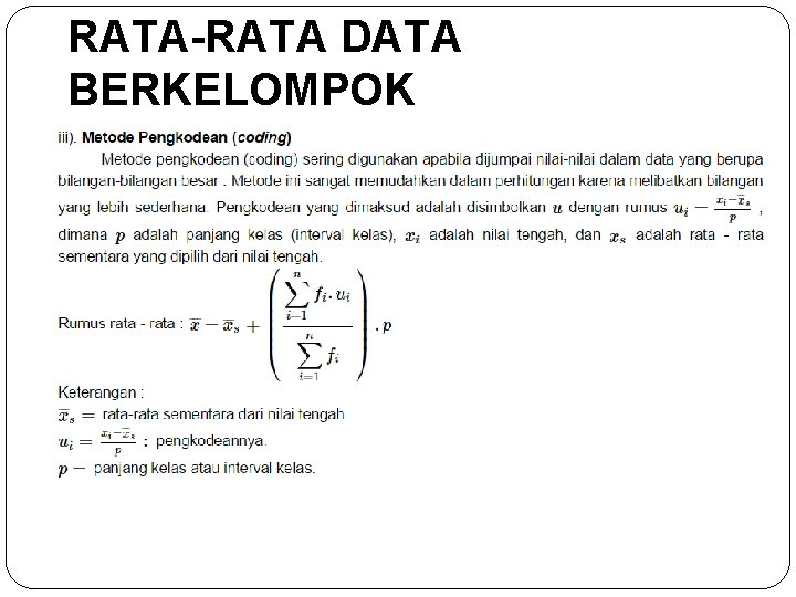 RATA-RATA DATA BERKELOMPOK 