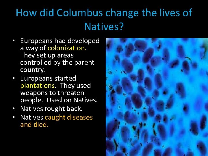 How did Columbus change the lives of Natives? • Europeans had developed a way