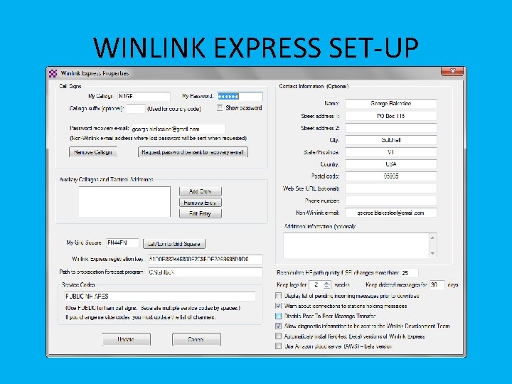 WINLINK EXPRESS SET-UP 