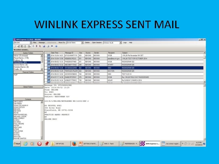 WINLINK EXPRESS SENT MAIL 