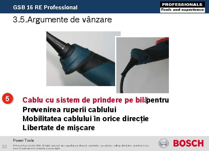 GSB 16 RE Professional 3. 5. Argumente de vânzare 5 Cablu cu sistem de