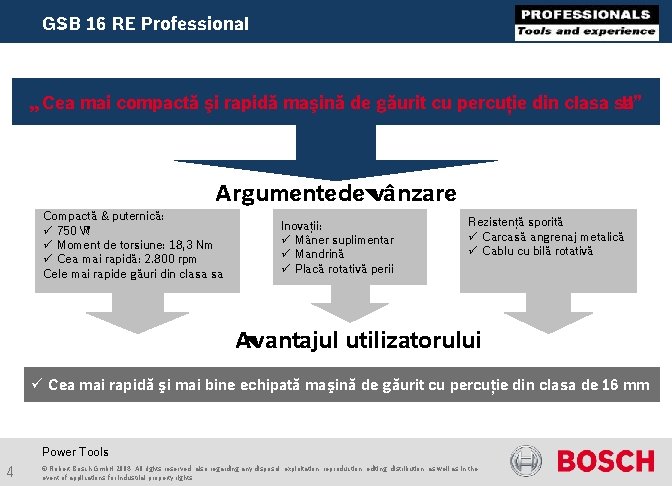 GSB 16 RE Professional „ Cea mai compactă şi rapidă maşină de găurit cu