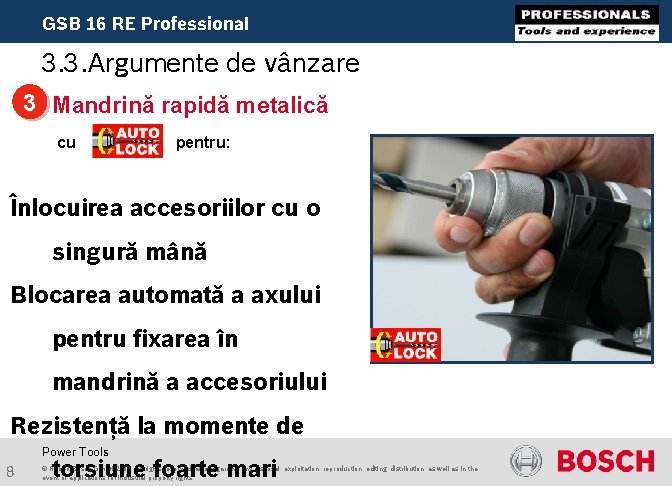 GSB 16 RE Professional 3. 3. Argumente de vânzare 3 Mandrină rapidă metalică cu