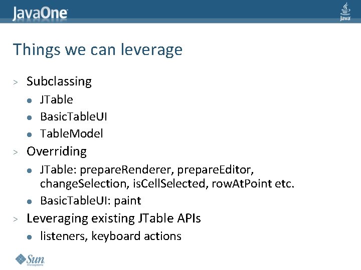 Things we can leverage > Subclassing l l l > Overriding l l >