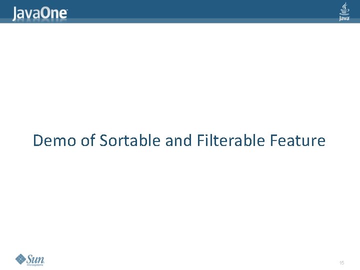 Demo of Sortable and Filterable Feature 15 