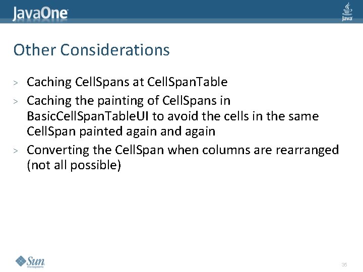 Other Considerations > > > Caching Cell. Spans at Cell. Span. Table Caching the