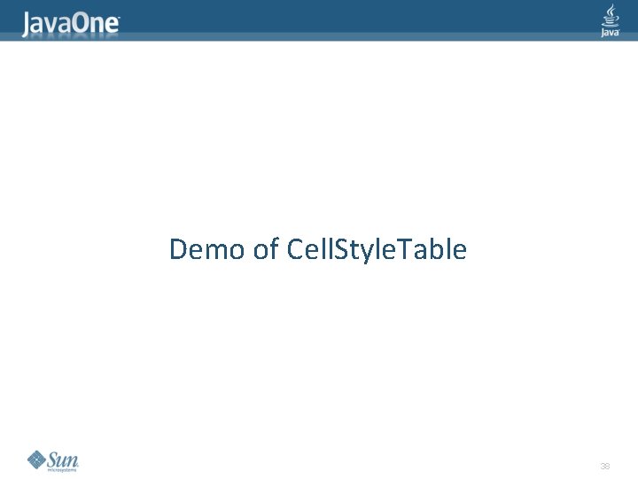 Demo of Cell. Style. Table 38 