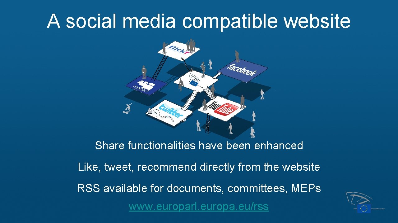 A social media compatible website Share functionalities have been enhanced Like, tweet, recommend directly