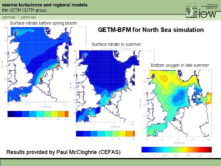 Surface nitrate before spring bloom GETM-BFM for North Sea simulation Surface nitrate in summer