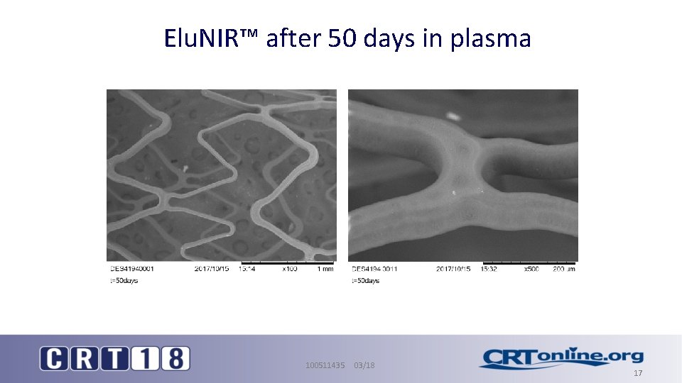 Elu. NIR™ after 50 days in plasma 100511435 03/18 17 